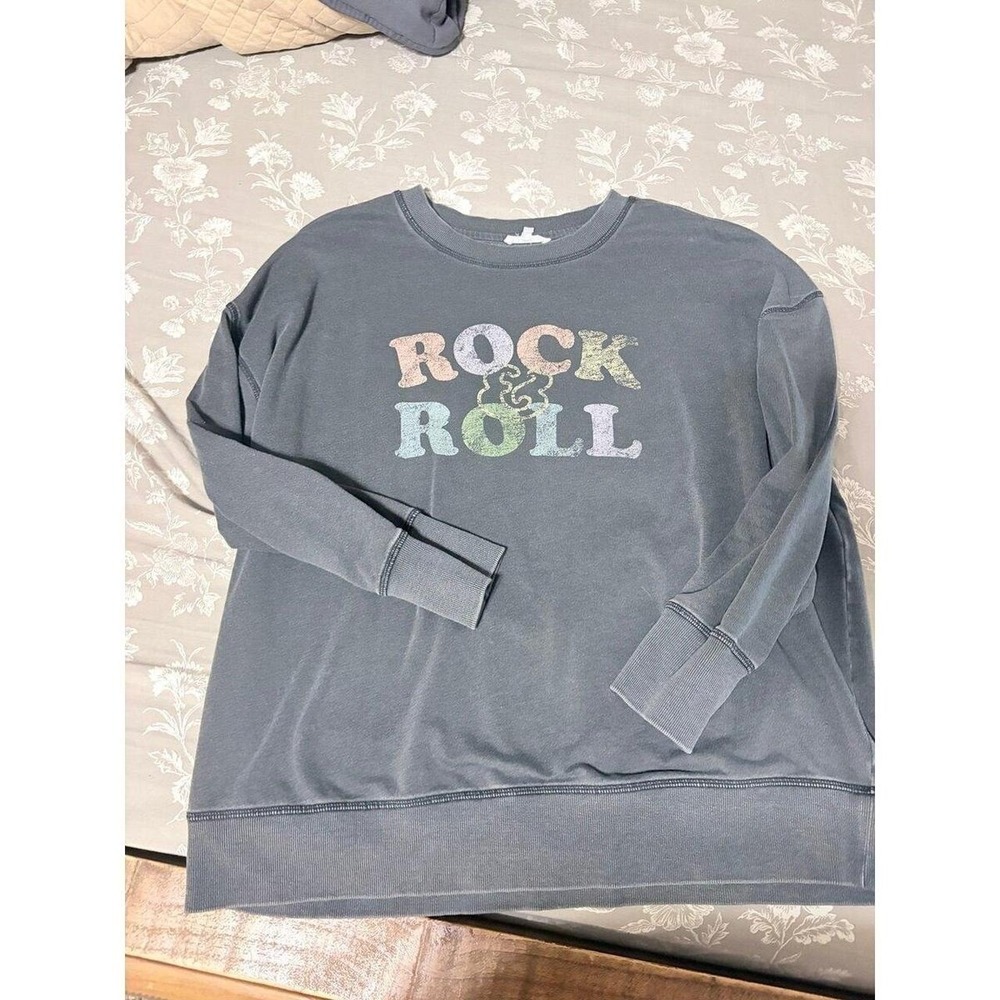 Maurices Rock & Roll Graphic Sweatshirt Faded Gray Oversized Pullover 0X